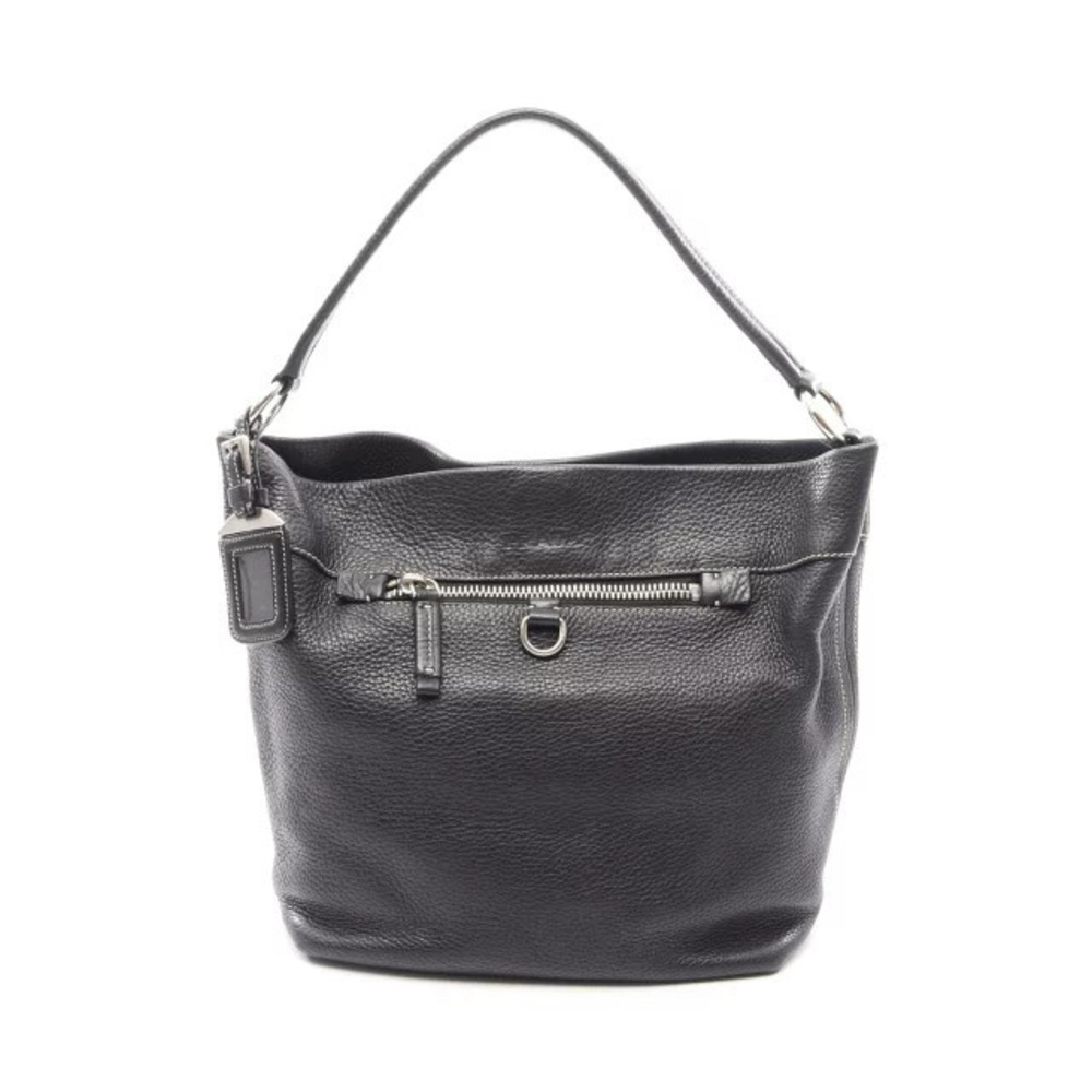 Prada black grained leather shoulder bag Vitello Daino strap